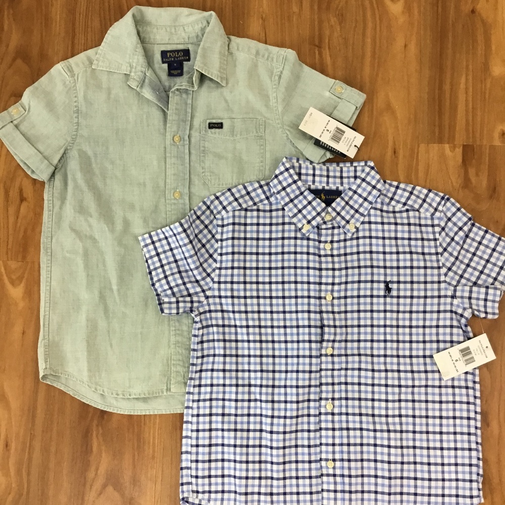 New NWT 2 Ralph Lauren button down boys shirt Sz 6